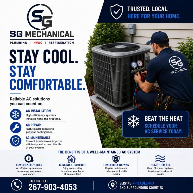 HVAC technician repairing air conditioner in Huntingdon Valley PA